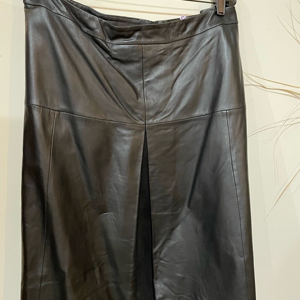 Halogen Black Leather Aline skirt